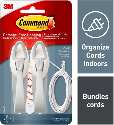 Command Cord Bundlers, Damage Free Hanging Cord Organizer, 6 Gray Cord  Bundlers and 12 Command Strips 