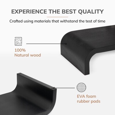 Anji Mountain Mango Wood Monitor Stand, Up to 32" Monitor, Black (MS-CRV-BLK)