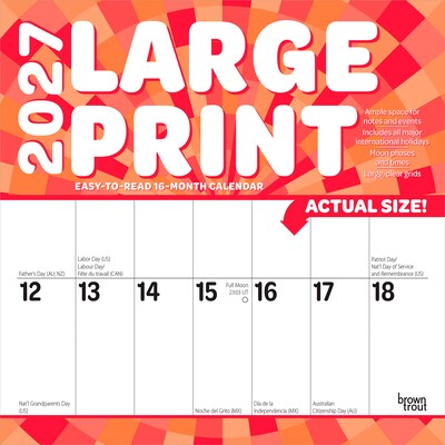 2027 BrownTrout Large Print 12 x 12 Monthly Wall Calendar (9798330712755)