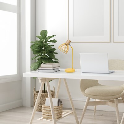 Simple Designs Farmhouse Fusion LED Desk Lamp, 18.19", Yellow Iron (LD2022-YLW)