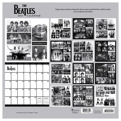 2027 TF Publishing The Beatles: In Black 12" x 12" Monthly Wall Calendar, Multicolored (27-1102)