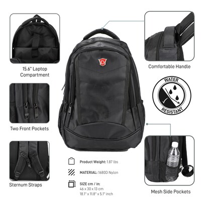 DUKAP RIU Laptop Compatible Backpack, Large, Black (BDK-RIU-BLK)