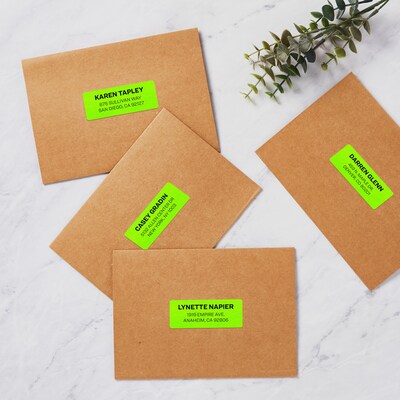 Avery Sure Feed Laser Address Labels, 1 x 2 5/8, Neon Green, 750 Labels/Pack (5971)
