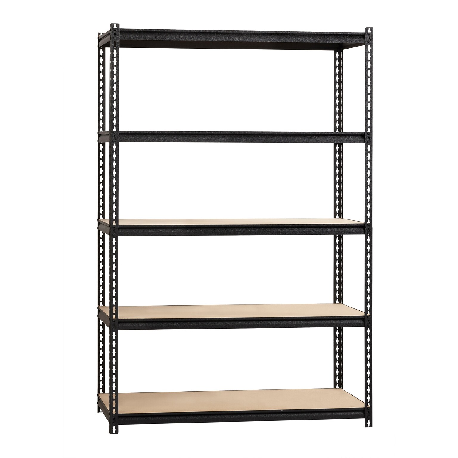Lorell Iron Horse Riveted Shelving Unit, 2300 lb. Capacity, 48W x 24D x 72H, Black/Natural (LLR59699)