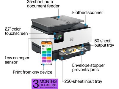 HP OfficeJet Pro 9125e Wireless Color Inkjet Printer, All-In-One, Print, Scan, Copy, Fax (403X0A#B1H