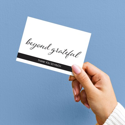 Great Papers Simply Beyond Grateful General Use Thank You Notecard Kits, Black/White, 50/Pack (2025031)