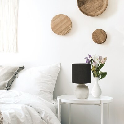 Simple Designs Geometric Concrete Lamp, Black (LT2060-BLK)