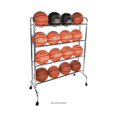Champion Sports 4 Tier Portable Ball Cart, Silver (CHSBRC4)