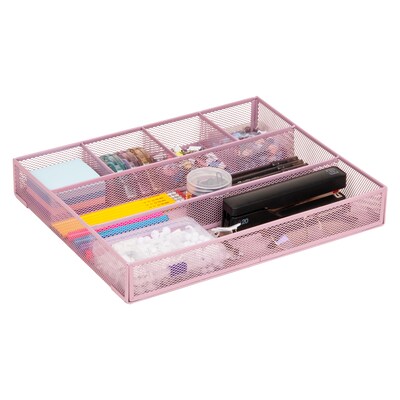 Staples 6-Compartment Metal Mesh Drawer Organizer, Dusty Pink (ST63845)