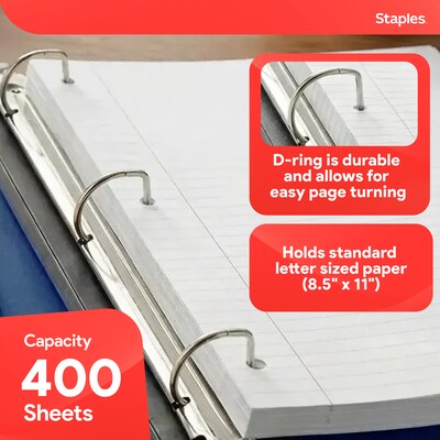 Staples 1 1/2" 3-Ring Better Binder, D-Ring, Navy (ST55855-CC)