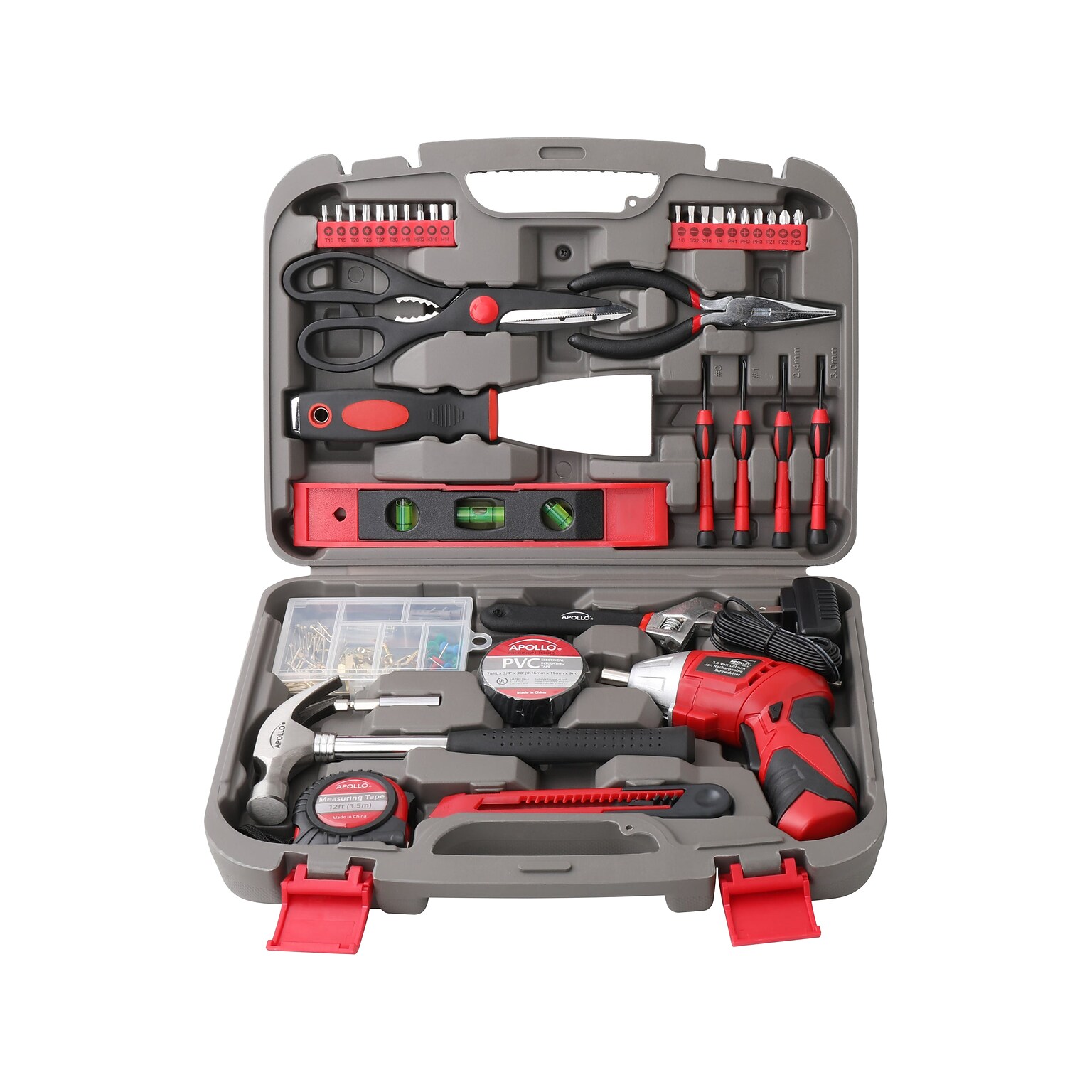 Apollo Tools Household Tool Set, 135-Piece, Gray/Red (DT0773)