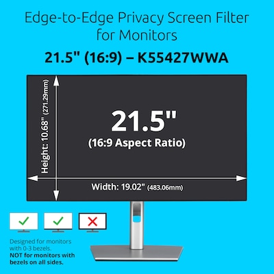 Kensington Edge-to-Edge Privacy Screen Filter for Monitor, 21.5:, 16:9 Ratio (K55427WWA)