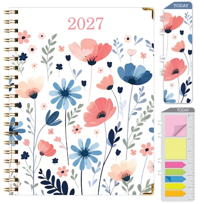 2027 Excello Brands 7.8 x 9 Weekly & Monthly Standard Planner, Paperboard Cover, Colorful Botanicals (FSHN-CY27-79-30)