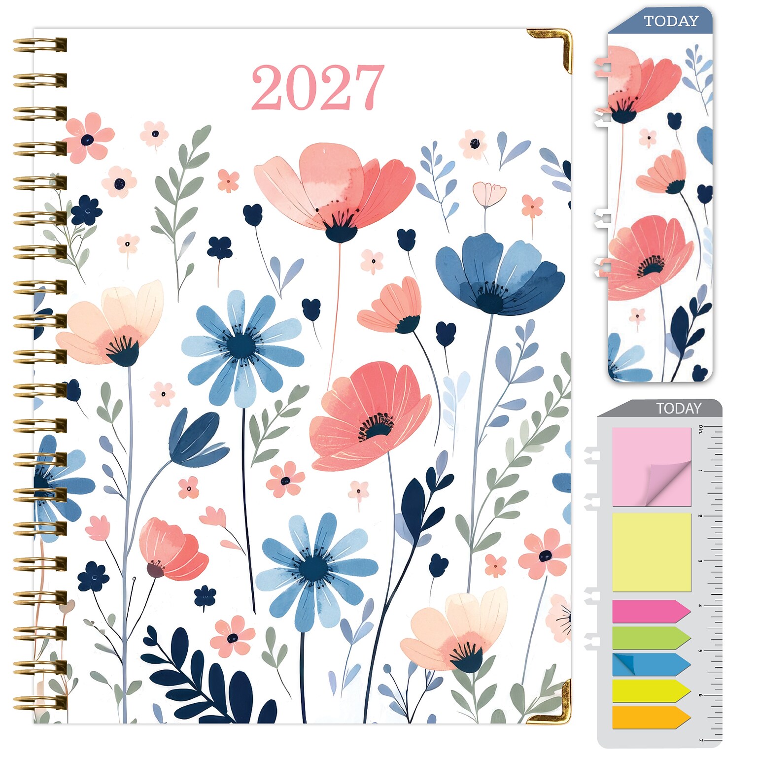 2027 Excello Brands 7.8 x 9 Weekly & Monthly Standard Planner, Paperboard Cover, Colorful Botanicals (FSHN-CY27-79-30)