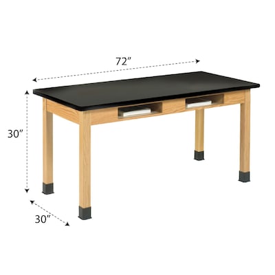 Diversified Woodcrafts PerpetuLab Book Compartment Rectangular Science Lab Table, 72 x 30, Oak (C7152BK30N)