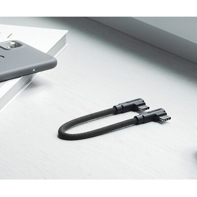 Alogic 25cm Elements Pro Right-Angle USB-C to Right Angle USB-C Cable, Black (ELPCCRA0.25-BK)