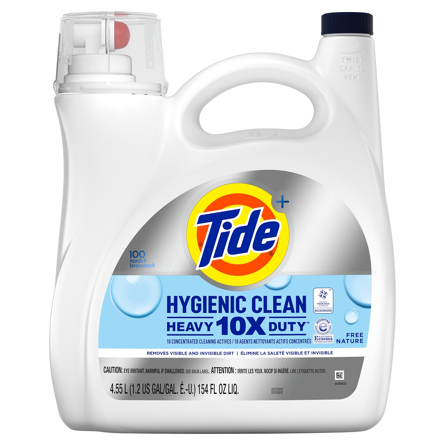 Tide Hygienic Clean HE Liquid Laundry Detergent, Unscented, 94 loads, 146 oz. (3077209452)