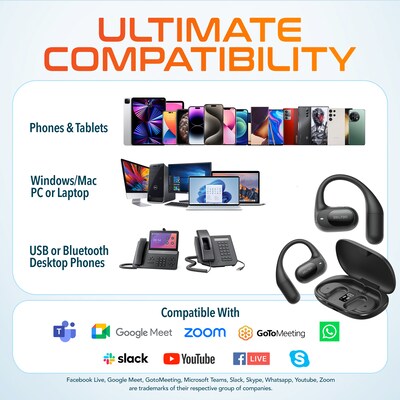 Delton O104 Open-Ear Wireless Earbuds with Charging Case, Black (DHBO104)