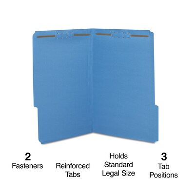 Staples® Reinforced Classification Folder, 2 Expansion, Legal Size, Blue, 50/Box (ST18687-CC)