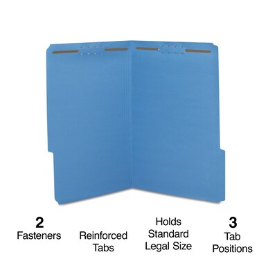 Staples® Reinforced Classification Folder, 2" Expansion, Legal Size, Blue, 50/Box (ST18687-CC)