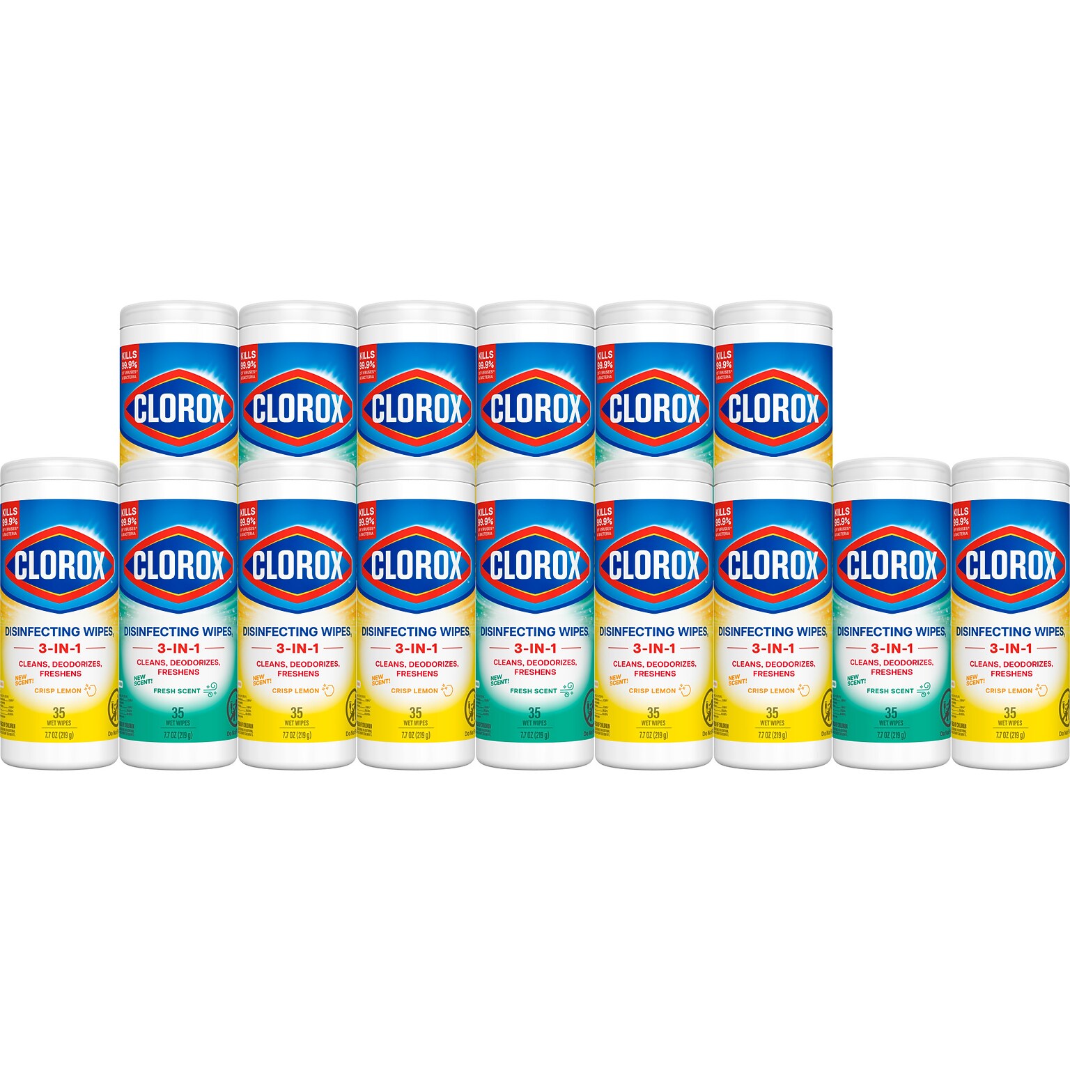 Clorox Value Pack Disinfecting Wipes, Fresh/Crisp Lemon Scent, 35 Wipes/Container, 15/Carton (CLO30112)
