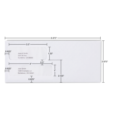 Staples Security Tinted #9 Double Window Envelopes, 3 7/8" x 8 7/8", White, 500/Box (ST266759-CC)