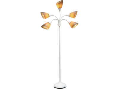 Simple Designs 67 White Metal Floor Lamp with 5 Adjustable Cone Shades (LF2006-GOW)