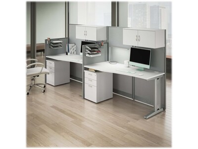 Bush Business Furniture Office in an Hour 63H x 129W 2 Person In-Line Cubicle Panel Workstation, P