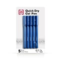 TRU RED™ Quick Dry Gel Pens, Medium Point, 0.7mm, Blue, 5/Pack (TR54477)