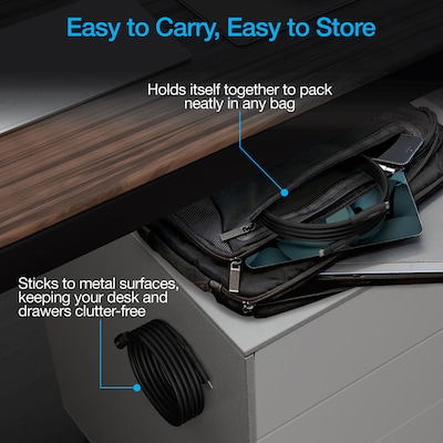 Naztech REcoil Magnetic USB-C to USB-C Braided Cable, 6 ft., Black (16048)