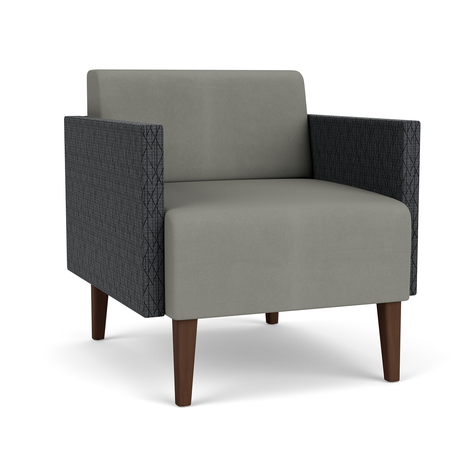 Lesro Luxe Vinyl Lounge Chair, Patriot Plus Dove/Adler Nocturnal/Riftwood Walnut (LX1101.FRW-02PPDO.03PPDO.04ADNT.05ADNT)