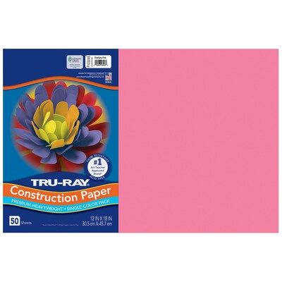 Tru-Ray 12 x 18 Construction Paper, Shocking Pink, 50 Sheets/Pack, 5 Packs/Bundle (PAC103045-5)