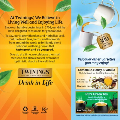 Twinings Decaf Pure Camomile Herbal Tea Bags, 25/Box (TNA85142)