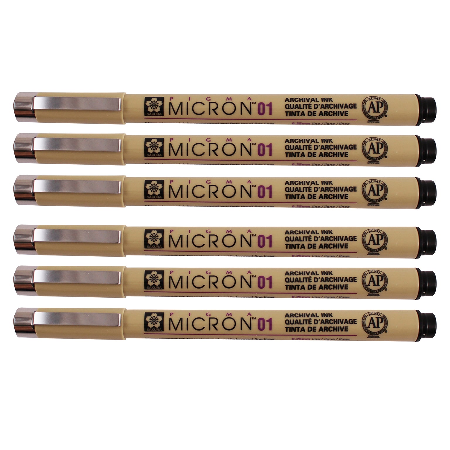 Sakura Pigma Micron Pen, Fineliner, Black Ink, 6/Pack (SAKXSDK0149-6)