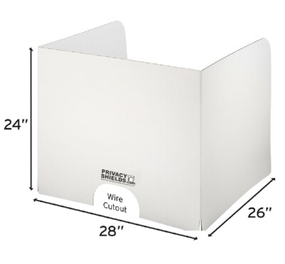 Classroom Products Foldable Cardboard Freestanding Privacy Shield, 24"H x 28"W, White, 10/Box (2410 WH)