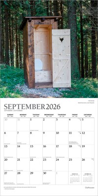 2026 Plato Outhouses 12" x 12" Monthly Wall Calendar (9798330706648)