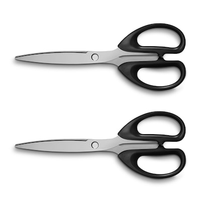 Staples 8 Pointed Tip Stainless Steel Scissors, Straight Handle, Right & Left Handed, 2/Pack (TR550