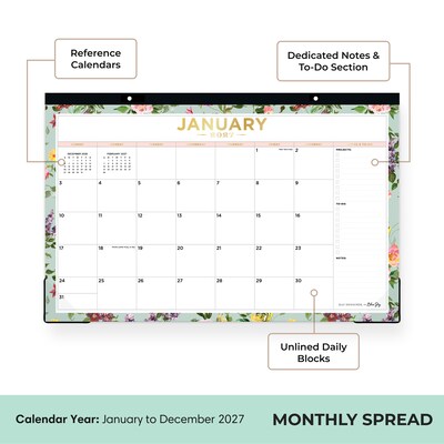 2027 Blue Sky Day Designer 17" x 11" Monthly Desk Calendar, Green (164061)