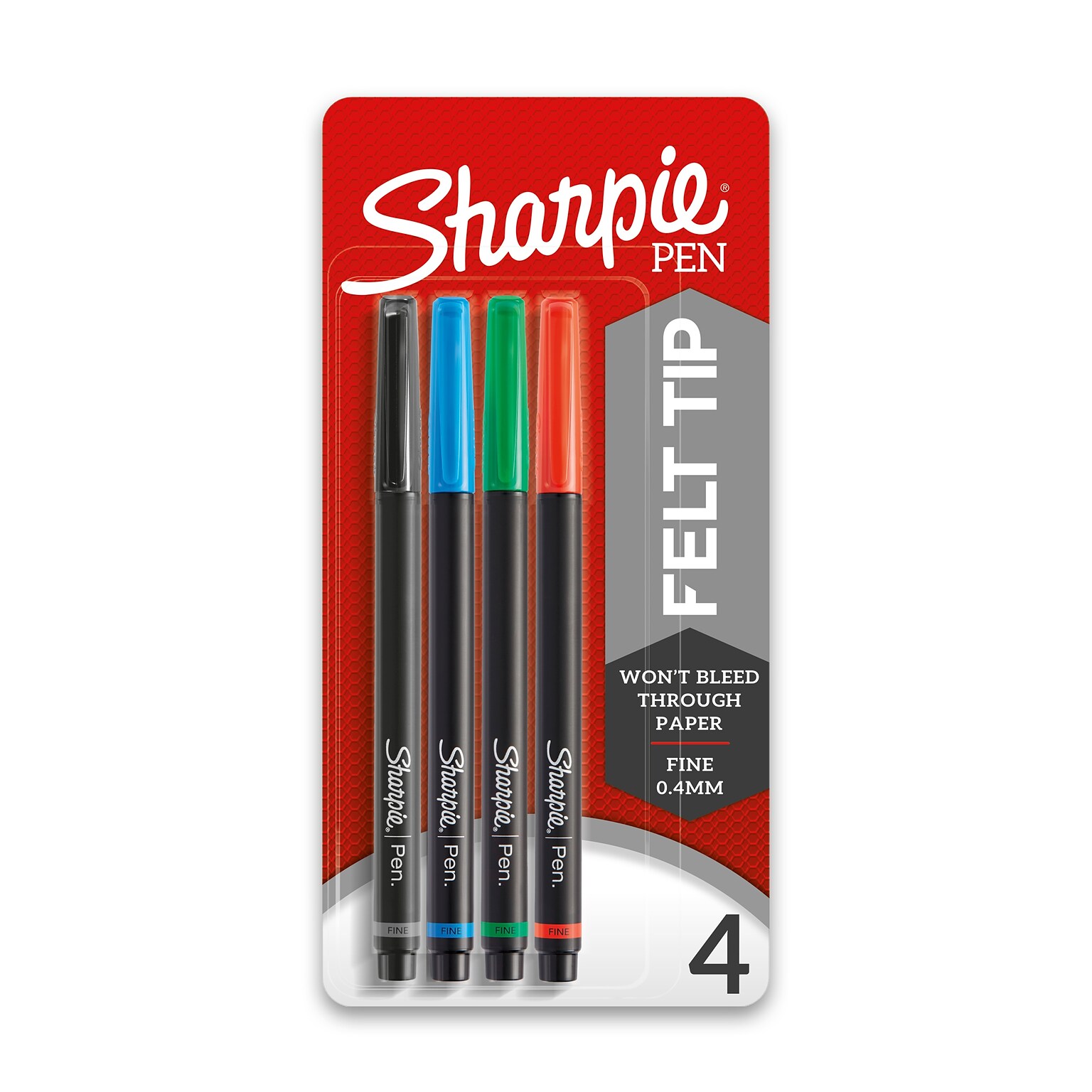 Sharpie Pen Felt Pens, Fine Point, 0.4 mm, Assorted Ink, 4 Pack (1924214/1742662)