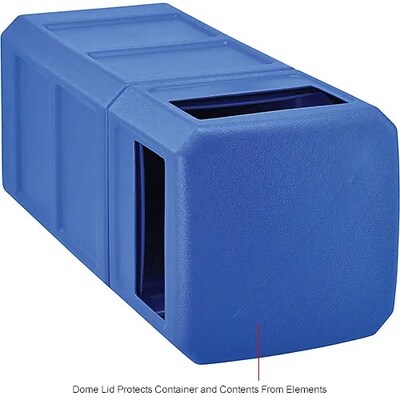 Global Industrial Square Plastic Waste Receptacle w/ Dome Lid, 42 Gallon, Blue (641414BL)