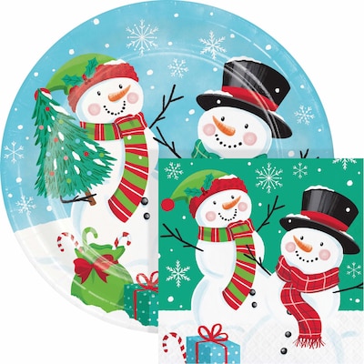 Say Hooray! Frosty Friends Paper Plates and Napkins Kit, Multicolored, 48/Pack (DTC9390E2G)