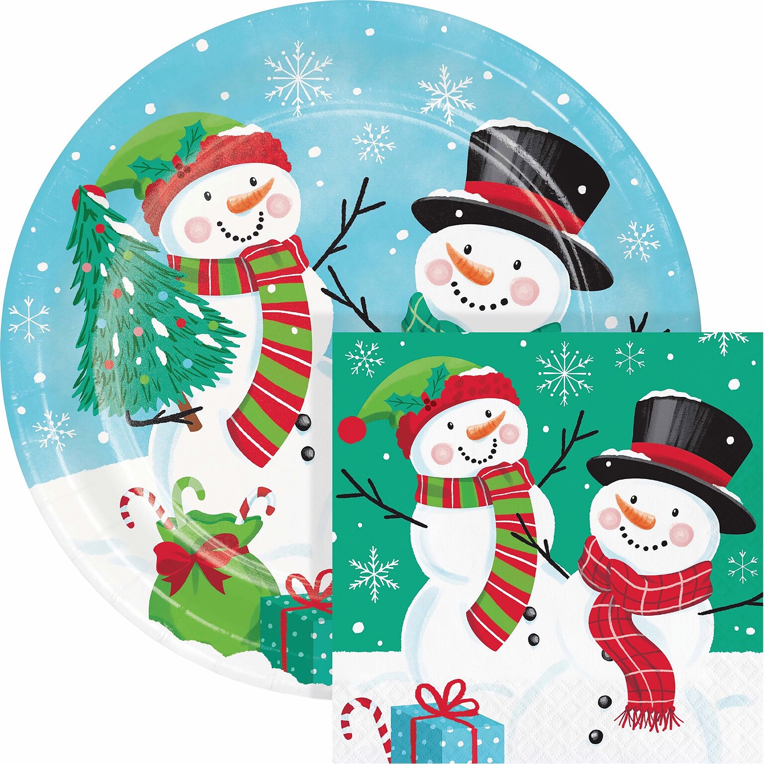 Say Hooray! Frosty Friends Paper Plates and Napkins Kit, Multicolored, 48/Pack (DTC9390E2G)
