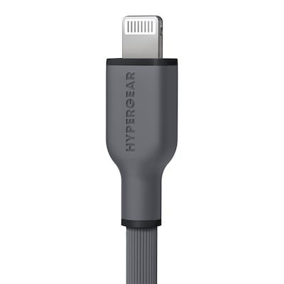 HyperGear Flexi Pro USB-C to Lightning Soft-Touch Silicone Fast Charge and Sync Cable, 10 ft., Gray (16009)