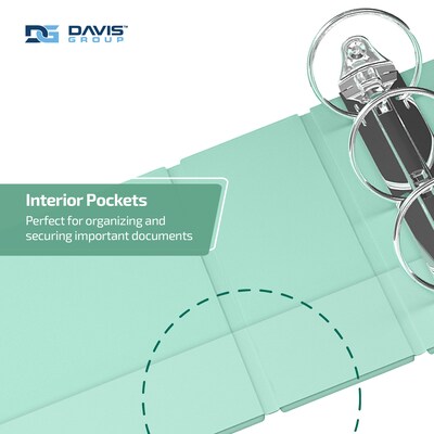 Davis Group, 1.5", 8.5" x 11", Round Ring View Binder, Pastel Color, Mint, 6/Pack (7412-14-06)