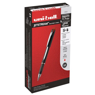 uni Jetstream Ballpoint Pens, Medium Point, 1.0mm, Red Ink, Dozen (33923)