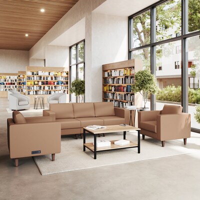 Flash Furniture Hercules Artemis LeatherSoft Sofa and 2 Chair Set, Cognac, 3-Pieces (ZB8921SET3COGNC)