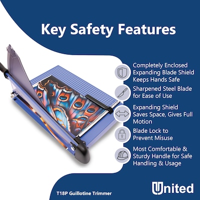 United Professional 18" Guillotine Paper Trimmer, Blue (T18P)
