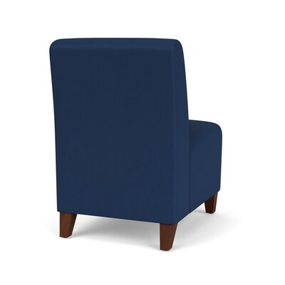 Lesro Ravenna Vinyl Guest Chair, Armless, Patriot Plus Imperial Blue/Walnut Wood (RV1102.FWL-01PPIB)