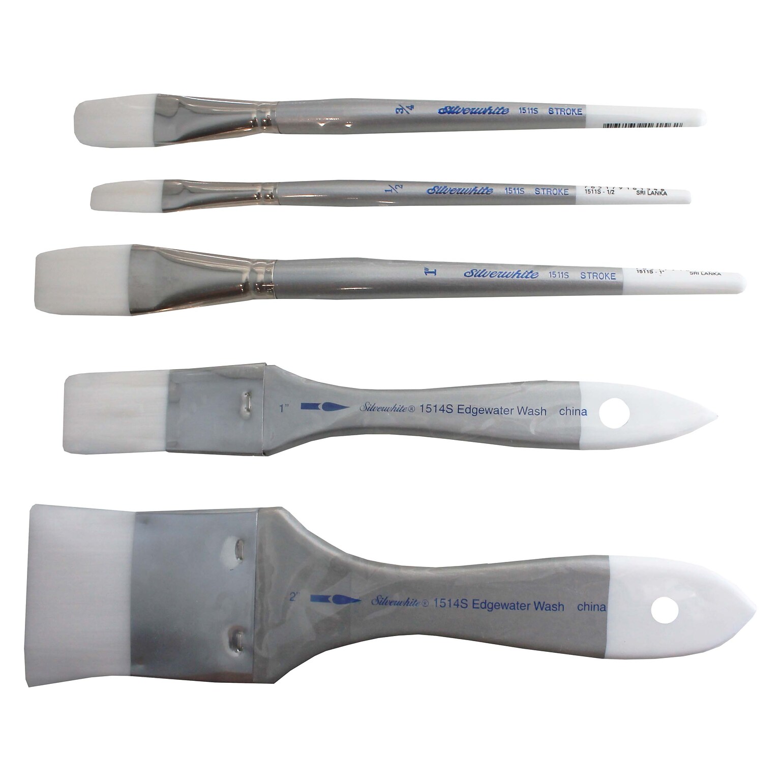 Silver Brush Synthetic Bristle, Assorted Brushes, 3/Pack (SLVSW1588)