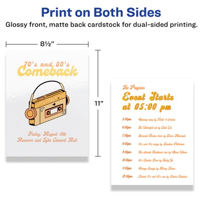 Avery Integrated Cards, 8.5" x 11", Glossy White, 50/Box (95282)